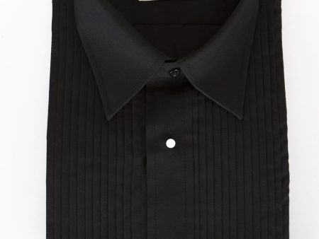 Simon  Black Pleated Laydown Tuxedo Shirt Cheap