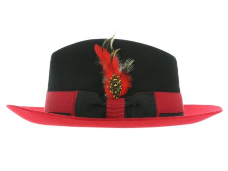 Black & Red Puck Trilby Two Tone Crushable Trilby Hat Discount