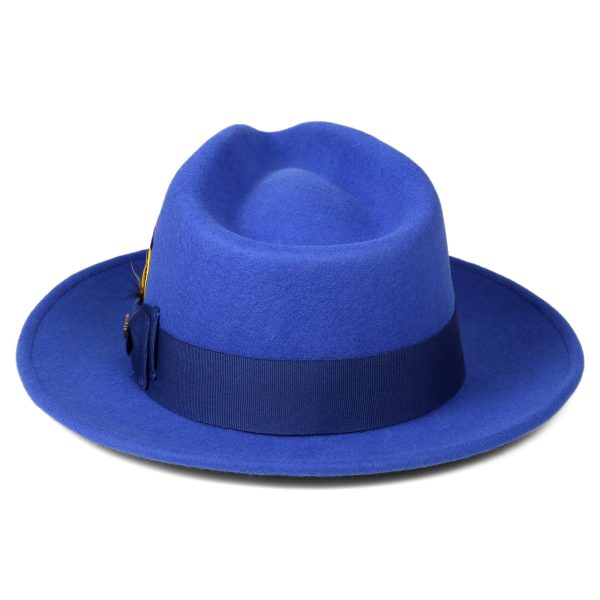 Royal Blue Fedora 100% Australian Wool Crushable Hat Cheap