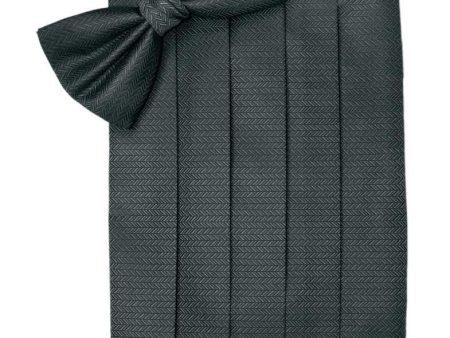 Asphalt Herringbone Kids Cummerbund on Sale