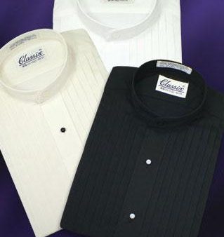 Manny  Black Pleated Mandarin Tuxedo Shirt Online Hot Sale