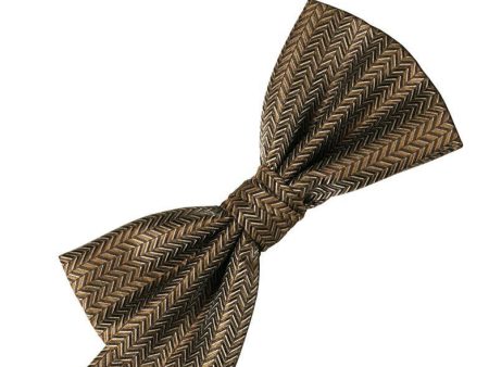 Mocha Herringbone Kids Bow Tie For Cheap