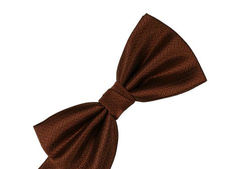 Cinnamon Herringbone Kids Bow Tie Discount