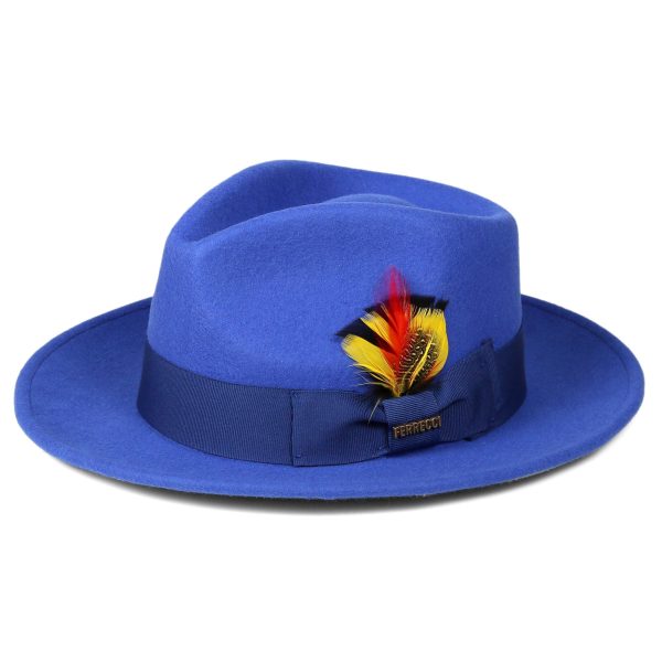 Royal Blue Fedora 100% Australian Wool Crushable Hat Cheap