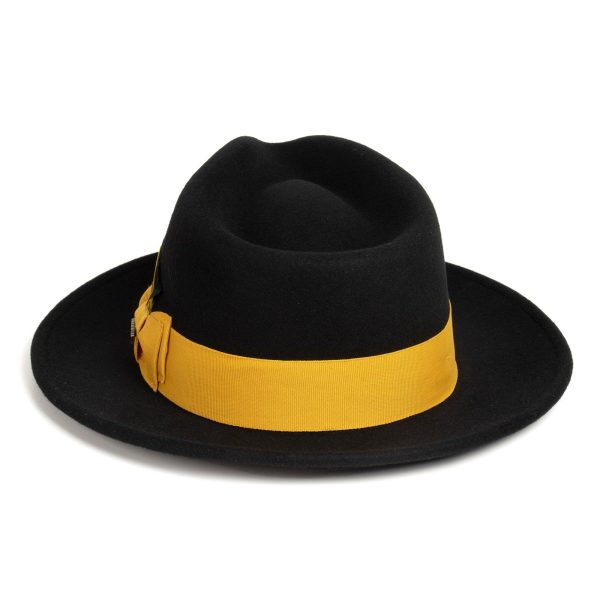 Black & Gold Fedora 100% Australian Wool Crushable Hat Supply