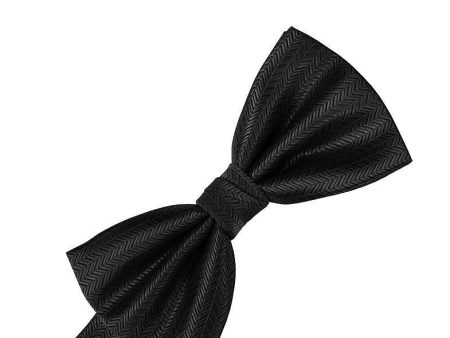 Black Herringbone Kids Bow Tie Online