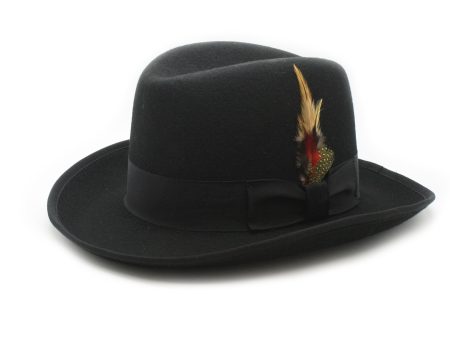 Black 100% Wool Australian Firm Fur Felt Godfather Hat Sale