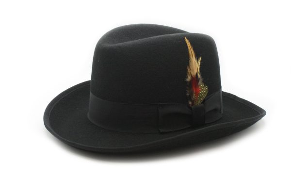 Black 100% Wool Australian Firm Fur Felt Godfather Hat Sale