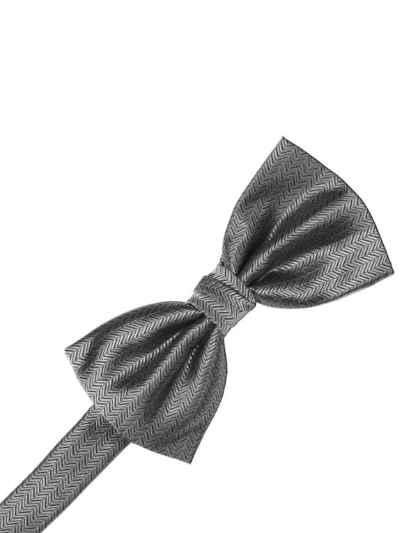 Silver Herringbone Kids Bow Tie Sale