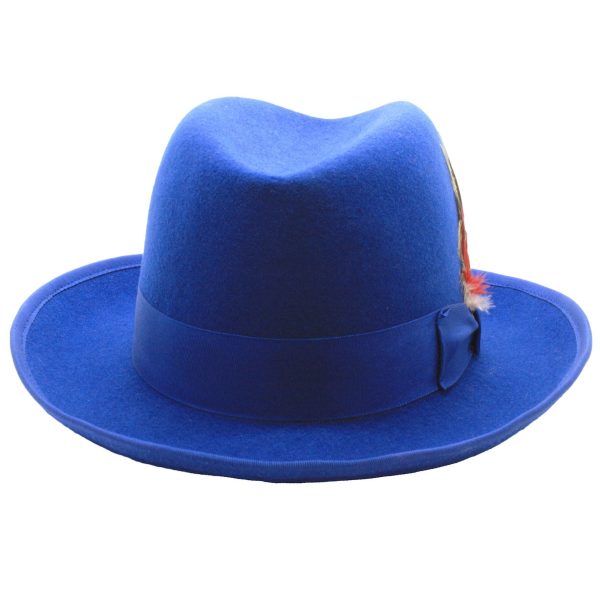 Royal Blue 100% Wool Australian Fur Felt Godfather Hat Sale