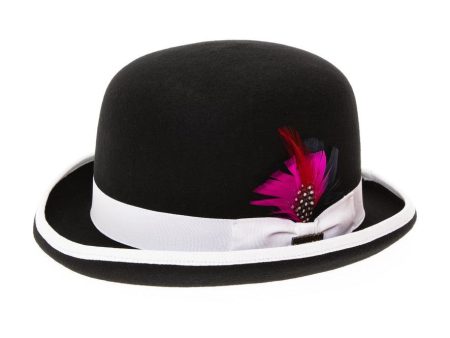 Black & White Premium Wool Derby Bowler Hat Hot on Sale