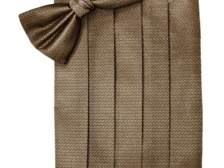 Mocha Herringbone Kids Cummerbund Discount