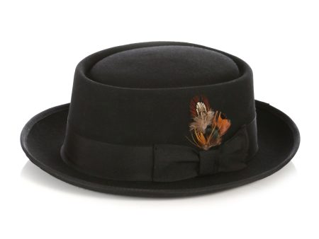 Black Premium Wool Pork Pie Hat Online Sale