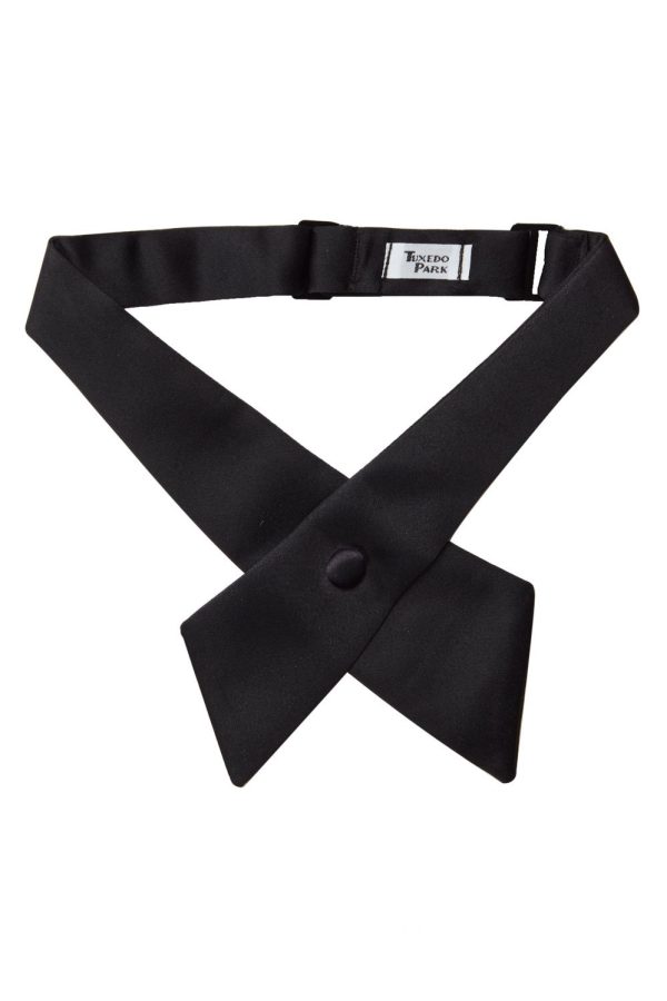 Black Satin Crossover Bow Tie Discount