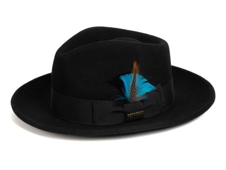 Black Fedora 100% Australian Wool Crushable Hat For Cheap