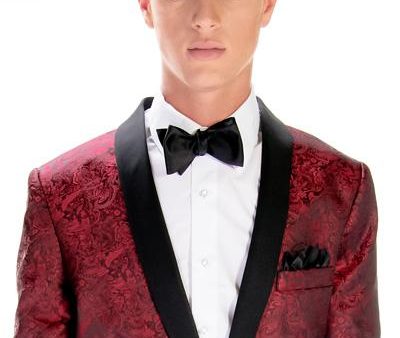 Aries  Apple Red Paisley Shawl Tuxedo Jacket (Separates) on Sale