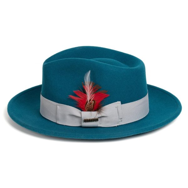 Acid Blue Fedora 100% Australian Wool Crushable Hat Hot on Sale