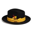 Black & Gold Fedora 100% Australian Wool Crushable Hat Supply