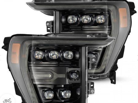 AlphaRex 21-22 Ford F-150 NOVA LED Proj Headlights Plank Style Alpha Blk w Activ Light Seq Signal Discount