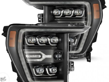 AlphaRex 21-22 Ford F-150 NOVA LED Proj Headlights Plank Style Blk w Activ Light Seq Signal Sale